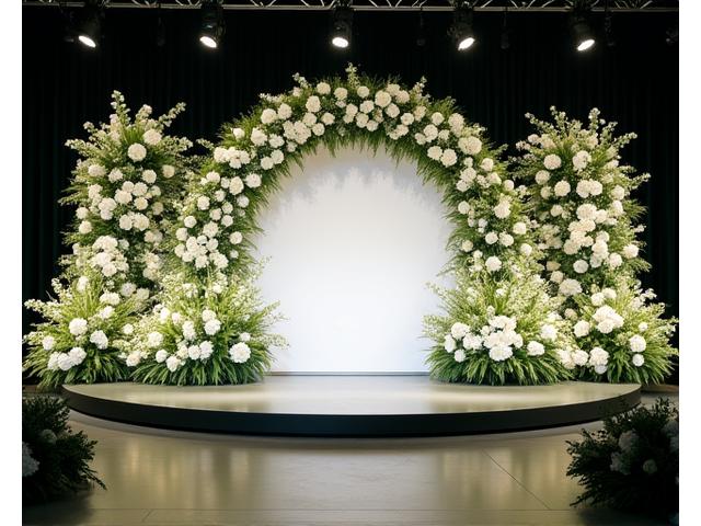 Hiasan bunga untuk pentas acara korporat